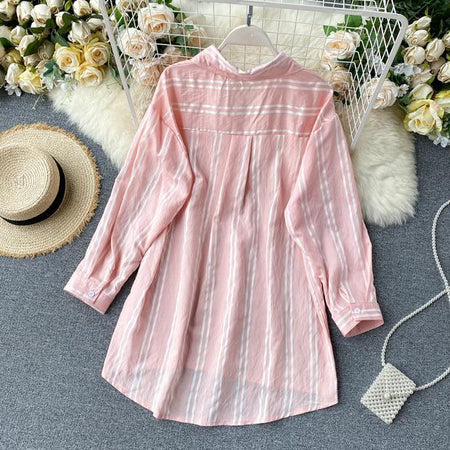 Cotta Bustier with Shirt Set - front shot on hanger, pink - Miss Mosa By Akanksha