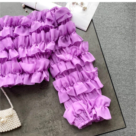 Croba Luxury Blouse - close-up of ruffles, lilac - Miss Mosa By Akanksha