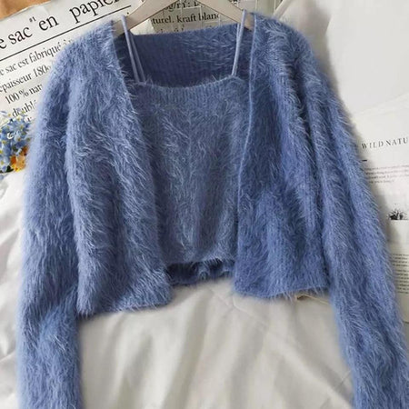 Daffy Sweater Set - styled flat-lay shot, blue - Miss Mosa By Akanksha