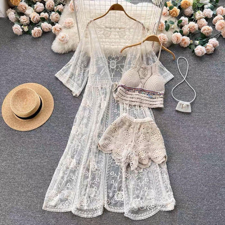 Dahlia Resortwear Set - styled flat-lay shot, beige - Miss Mosa By Akanksha