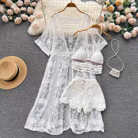 Dahlia Resortwear Set - styled flat-lay shot, white - Miss Mosa By Akanksha