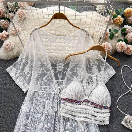 Dahlia Resortwear Set - styled flat-lay shot, white - Miss Mosa By Akanksha