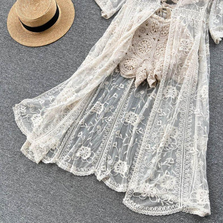 Dahlia Resortwear Set - styled flat-lay shot, beige - Miss Mosa By Akanksha