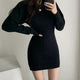 Daisy Statement Winter Dress - lifestyle shot on model, black - Miss Mosa By Akanksha
