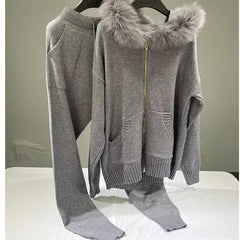 Daniel Winter Trackset - front shot on hanger, grey - Miss Mosa By Akanksha