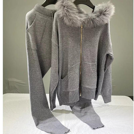 Daniel Winter Trackset - front shot on hanger, grey - Miss Mosa By Akanksha