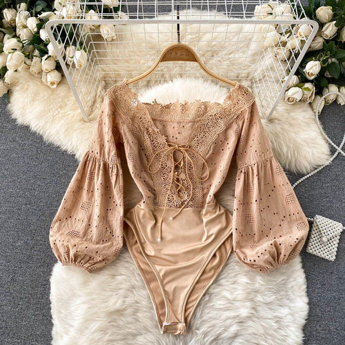 Daphne Formal Bodysuit In Beige