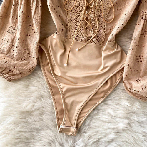 Daphne Formal Bodysuit In Beige