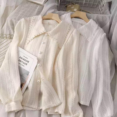 Dave Luxury Blouse - styled flat-lay shot, ivory - Miss Mosa By Akanksha