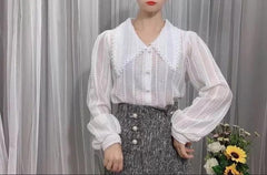 Dave Luxury Blouse - front shot on mannequin, white - Miss Mosa By Akanksha