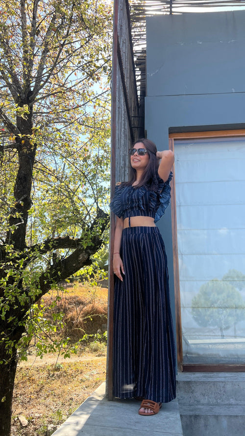 Dawson Breezy Coord Set In Navy Blue