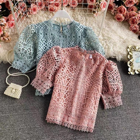 Deblo Crochet Blouse - styled flat-lay shot, multicolour - Miss Mosa By Akanksha