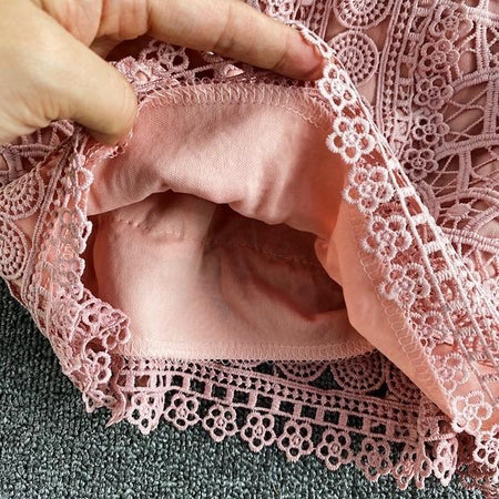 Deblo Crochet Blouse - close-up of lining, pink - Miss Mosa By Akanksha
