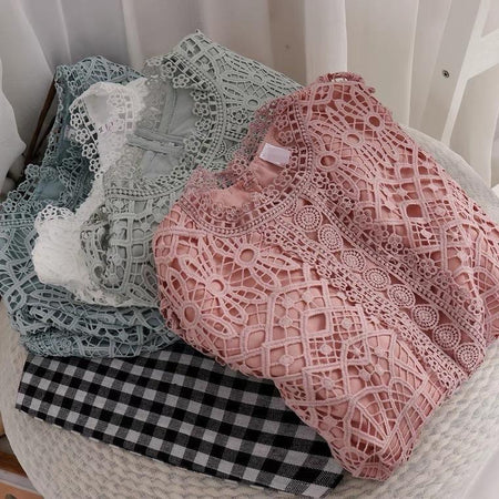 Deblo Crochet Blouse - styled flat-lay shot, multicolour - Miss Mosa By Akanksha