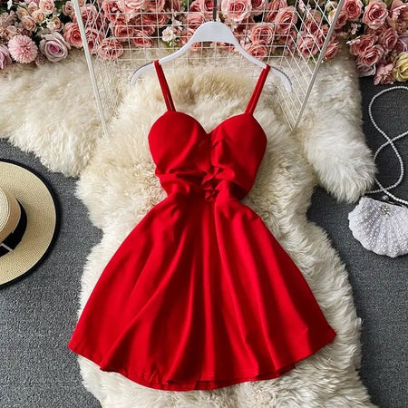 Denzen Skater Dress - flat-lay product shot on hanger, red - Miss Mosa By Akanksha