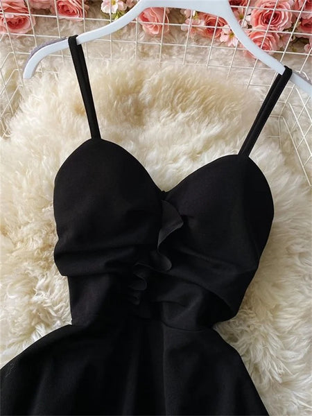 Denzen Skater Dress - close-up of bodice, black - Miss Mosa By Akanksha