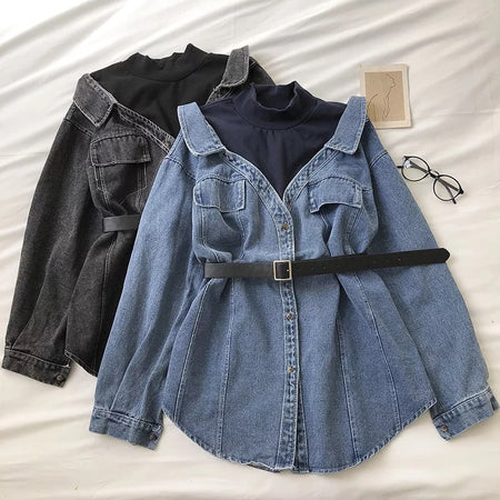 Derby Denim Shirt Dress - styled flat-lay shot, blue - Miss Mosa By Akanksha