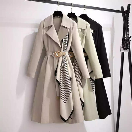 Dibella Luxury Trenchcoats - front shot on hanger, multicolour - Miss Mosa By Akanksha