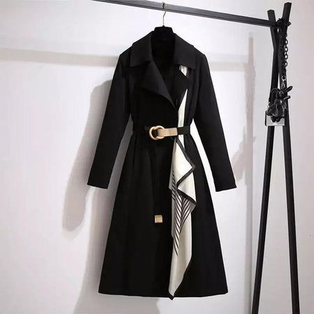 Dibella Luxury Trenchcoats - front shot on hanger, black - Miss Mosa By Akanksha
