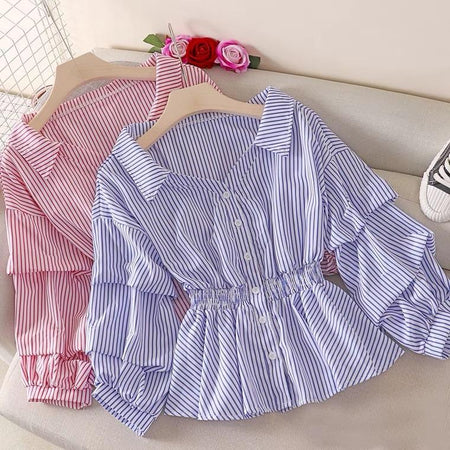 Donna Striped Blouse - styled flat-lay shot, multicolour - Miss Mosa By Akanksha