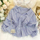 Donna Striped Blouse - styled flat-lay shot, blue - Miss Mosa By Akanksha