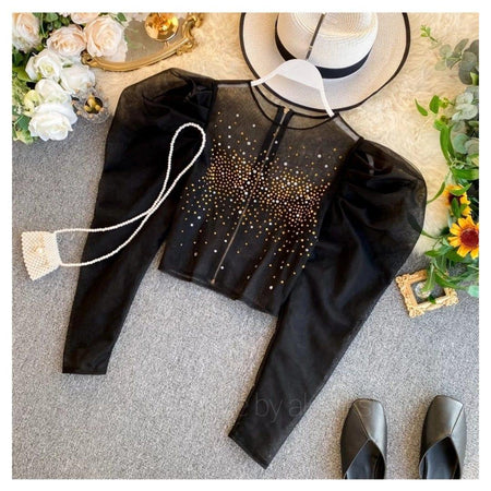 Drilling Puff Sleeve Blouse - Alamode By Akanksha