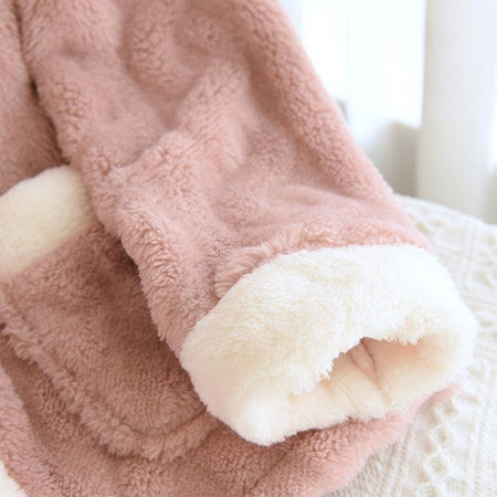 Eleanor Fleece Nightsuits - close-up of cuff, pink - Miss Mosa By Akanksha