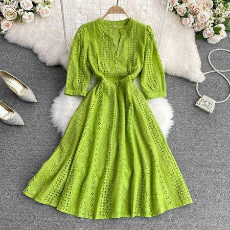 Eloise Summer Dress - styled flat-lay shot, green - Miss Mosa By Akanksha