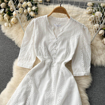 Eloise Summer Dress - styled flat-lay shot, white - Miss Mosa By Akanksha