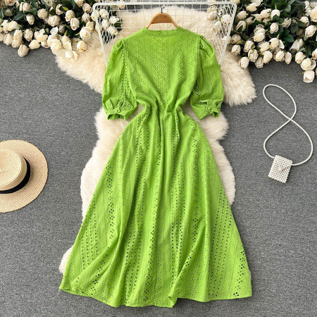 Eloise Summer Dress - styled flat-lay shot, green - Miss Mosa By Akanksha