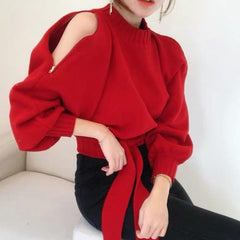 Emilia Luxury Sweaters - front shot on model, red - Miss Mosa By Akanksha