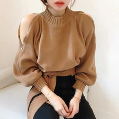 Emilia Luxury Sweaters - front shot on model, camel - Miss Mosa By Akanksha