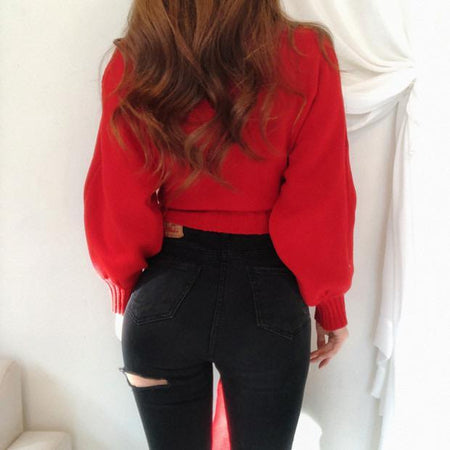 Emilia Luxury Sweaters - back shot on model, red - Miss Mosa By Akanksha