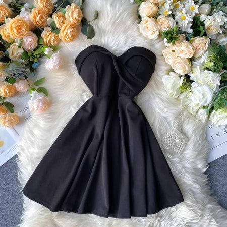 Emilia Tube Dress - flat-lay product shot, black - Miss Mosa By Akanksha