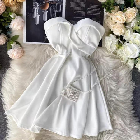 Emilia Tube Dress - flat-lay product shot, white - Miss Mosa By Akanksha