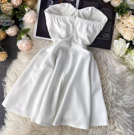 Emilia Tube Dress - back shot flat-lay, white - Miss Mosa By Akanksha