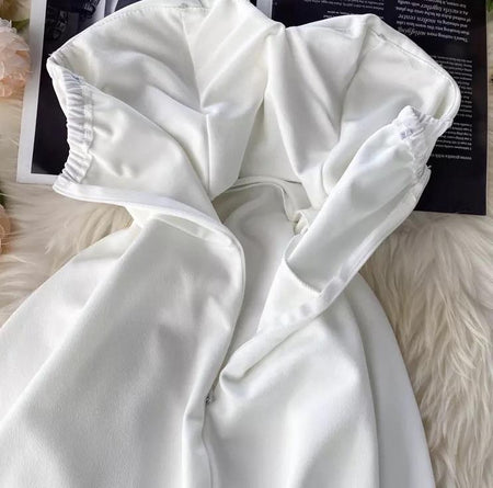Emilia Tube Dress - close-up of sleeve cuff, white - Miss Mosa By Akanksha