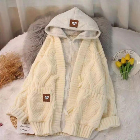 Emma Thick Oversized Winter Jacket - styled flat-lay shot, cream - Miss Mosa By Akanksha