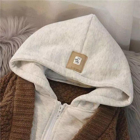 Emma Thick Oversized Winter Jacket - close-up of hood, grey - Miss Mosa By Akanksha