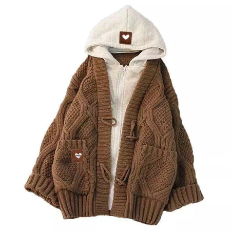 Emma Thick Oversized Winter Jacket - front shot on hanger, brown - Miss Mosa By Akanksha