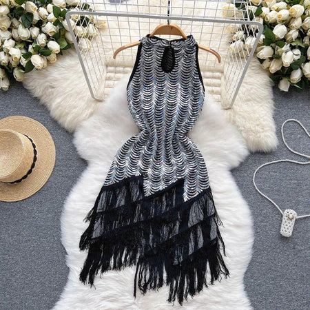 Emora Sequined Dress In Sliver - front shot on hanger, silver - Miss Mosa By Akanksha