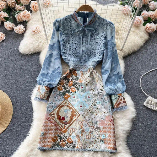 Evangeline Vintage Dress In Blue