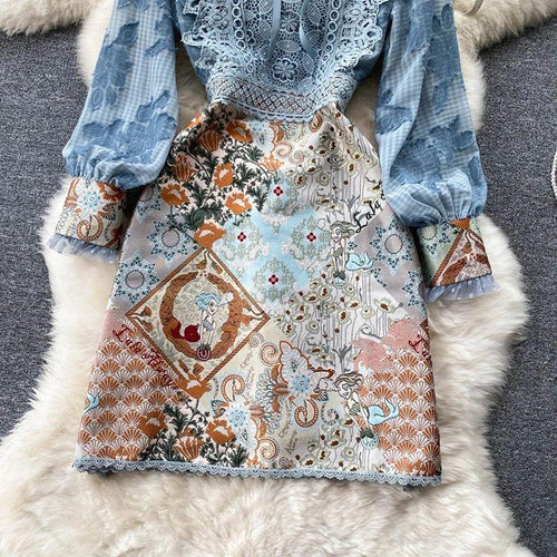 Evangeline Vintage Dress In Blue