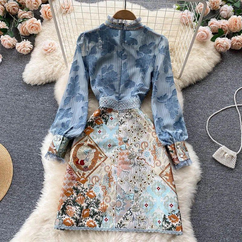 Evangeline Vintage Dress In Blue