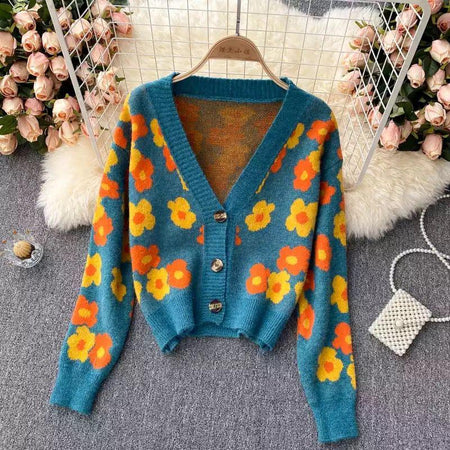 Evelyn Sweater Set In Teal Blue - front shot on hanger, blue - Miss Mosa By Akanksha