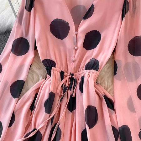 Evora Statement Jumpsuit - close-up of waist tie detail, pink - Miss Mosa By Akanksha