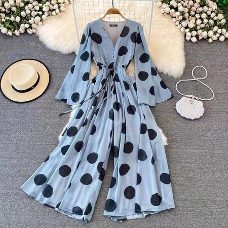 Evora Statement Jumpsuit - front shot on hanger, blue - Miss Mosa By Akanksha