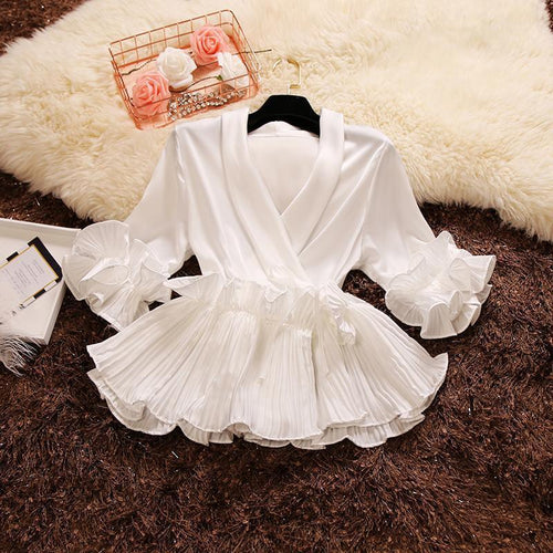 Ruffled Satin Blouse - Alamode By Akanksha