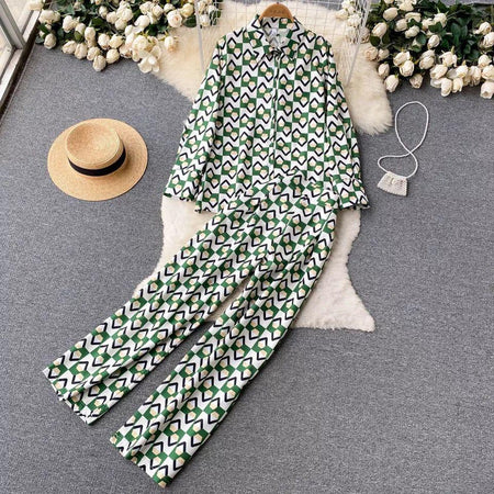 Fabby Abstract Coord Set In Green - styled flat-lay shot, green - Miss Mosa By Akanksha