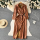Fabian Leather Dress - styled flat-lay shot, brown - Miss Mosa By Akanksha